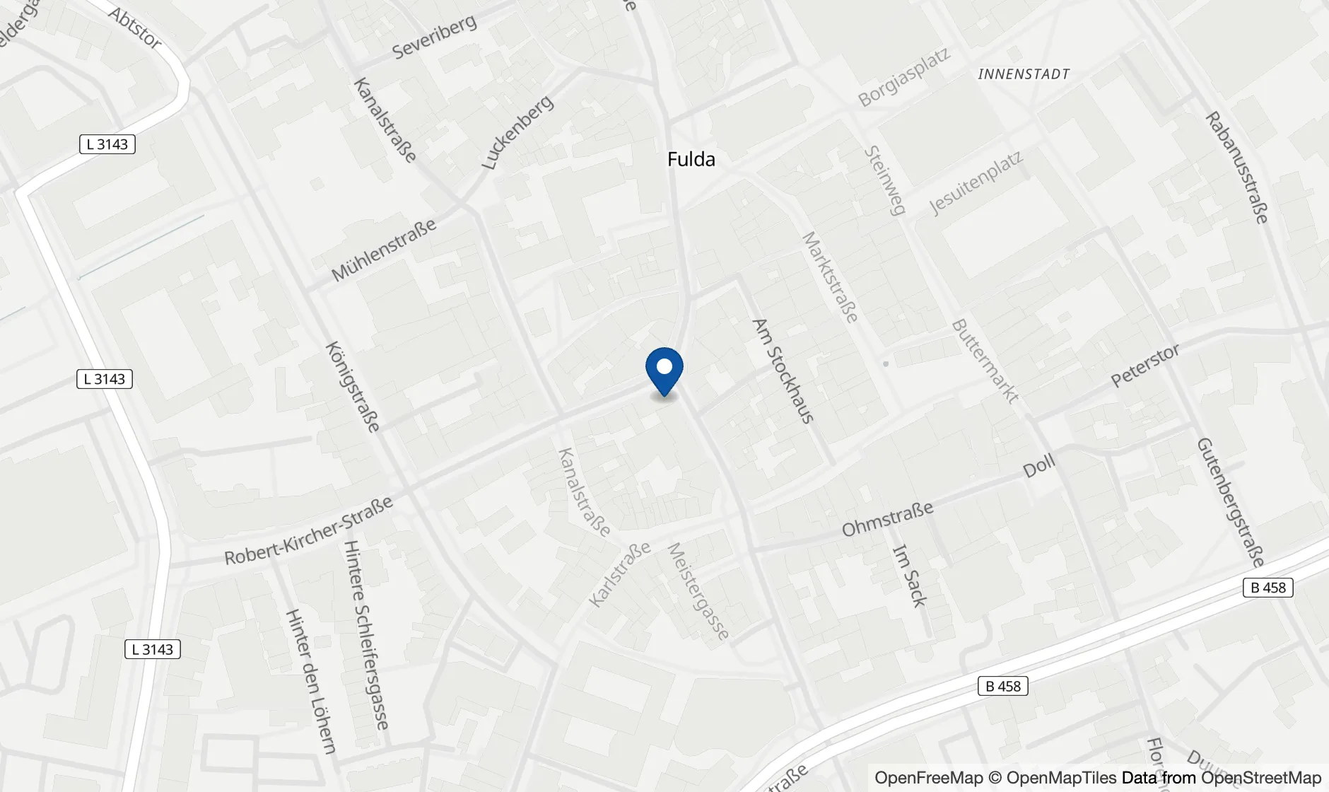 Karte: Rechtsanwaltskanzlei Kram & Euler, Mittelstraße 28-32, 36037 Fulda
